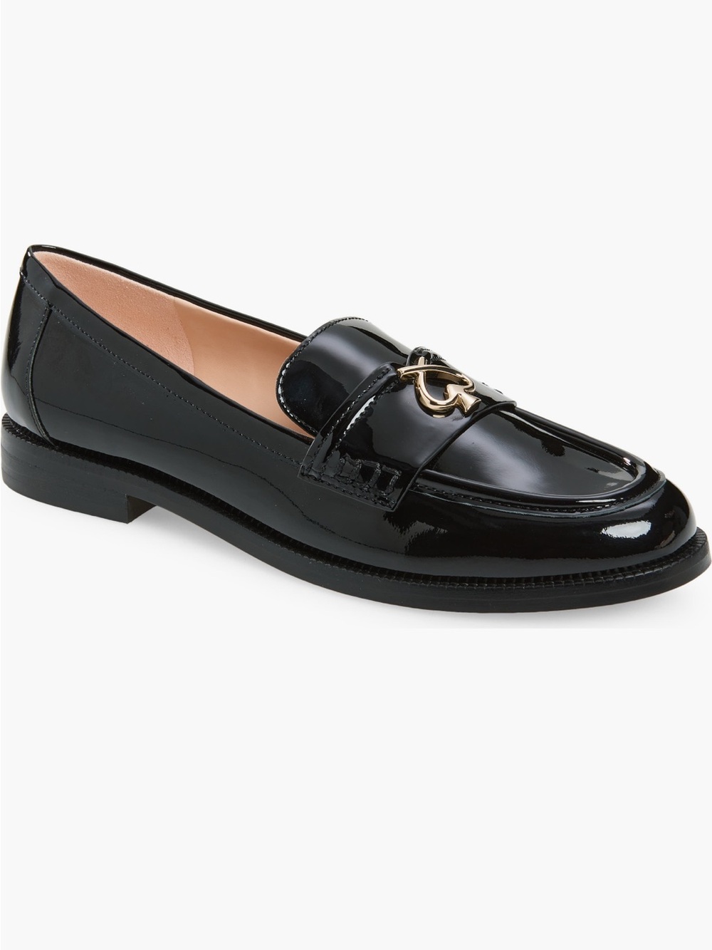 kate spade Black Patent Loafer with Gold Hardware